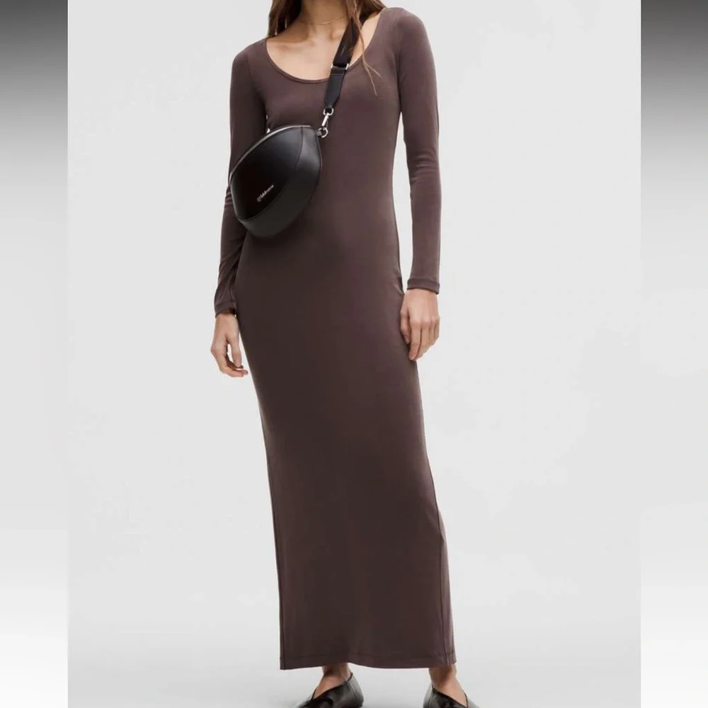 NWT Lululemon Drapey Softstreme Long-Sleeve Maxi Dress Women’s XL Espresso Brown